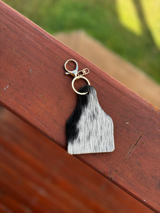 Cattle Tag Cowhide Keyring